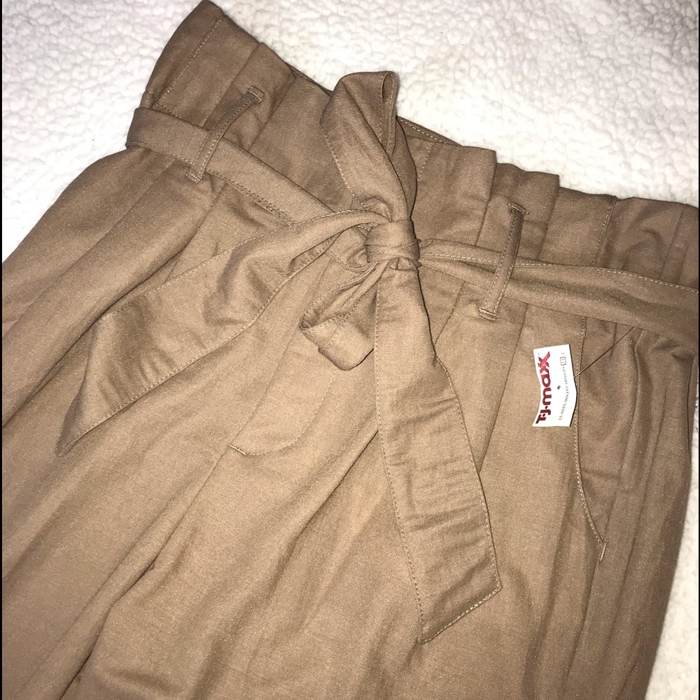 Paper bag waist khaki pants